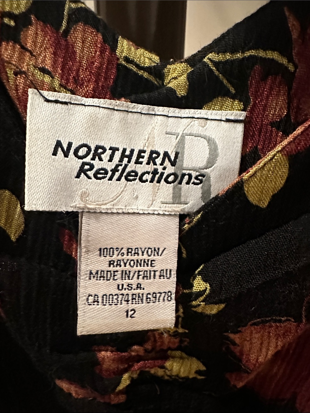 Northern Reflections Black Floral Maxi Dress with Rust and Olive Details - Picture 2 of 6
